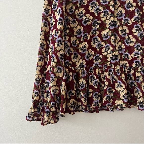 Madewell Drawstring Ruffle-Hem Top in Viola Floral - Picture 6 of 12